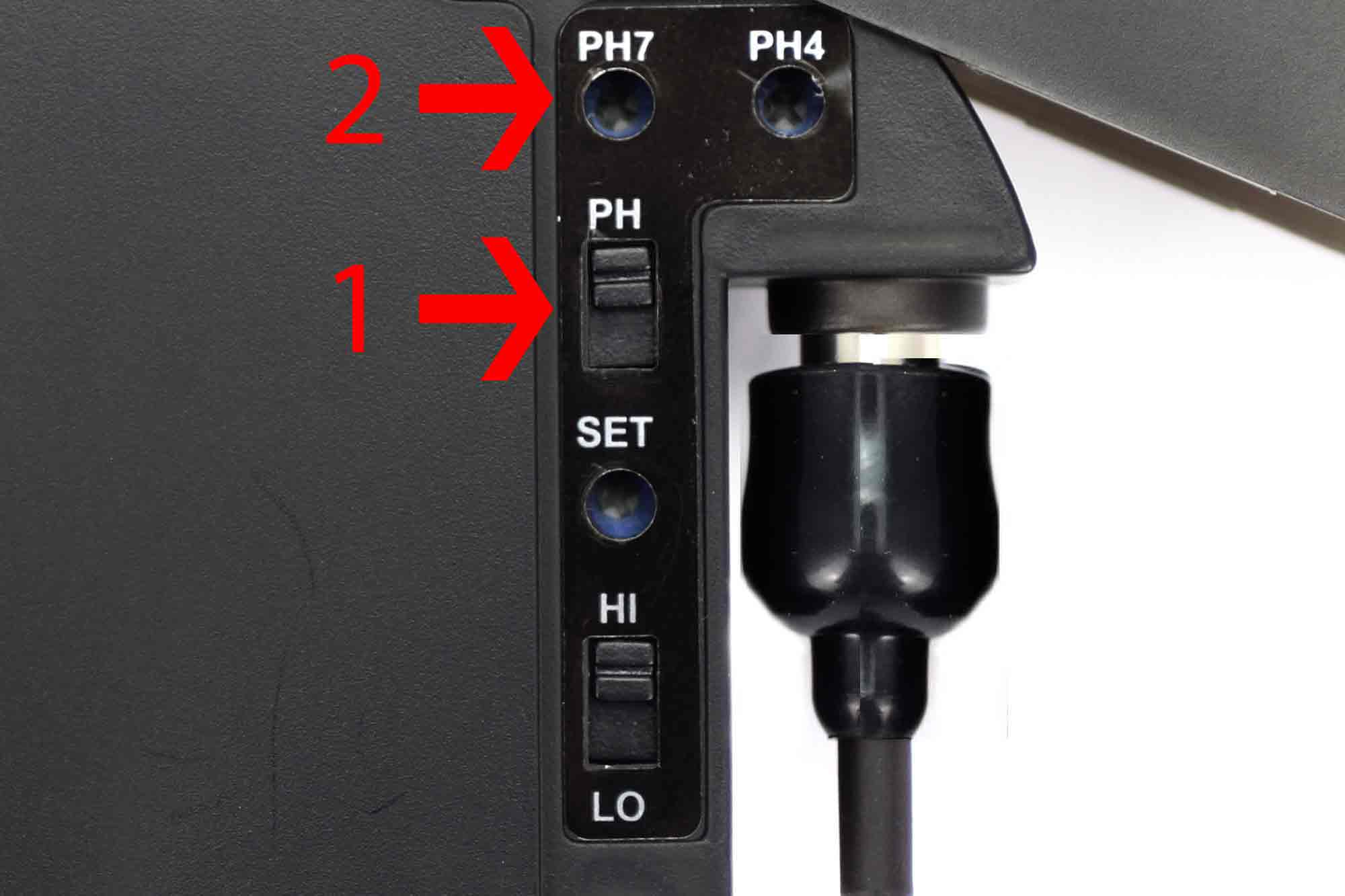 Setting to pH 7 on the controller unit
