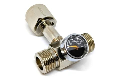 CO2 Cylinder Two-way T Splitter - Side