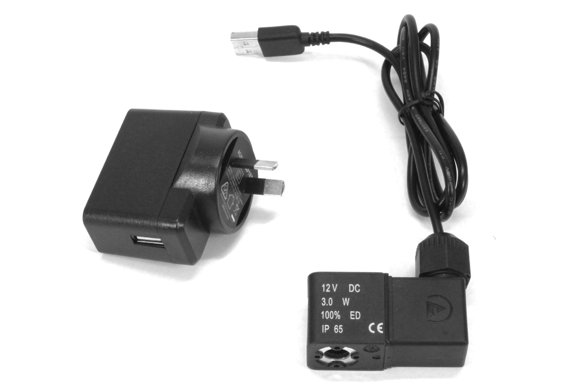 12v DC USB Solenoid coil and Australia and New Zealand transformer